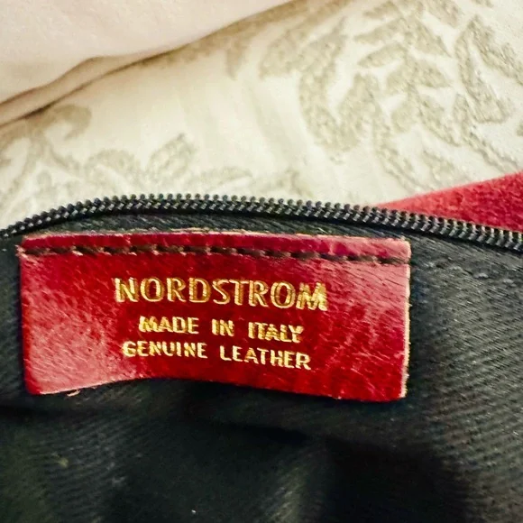 Nordstrom Burgundy Leather Shoulder Bag with Studs Adjusts to crossbody - Picture 10 of 10